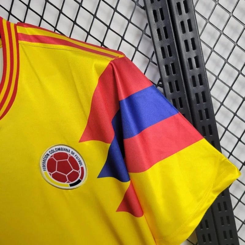 Camiseta retro de fútbol de visitante de Colombia 1990, edición fan