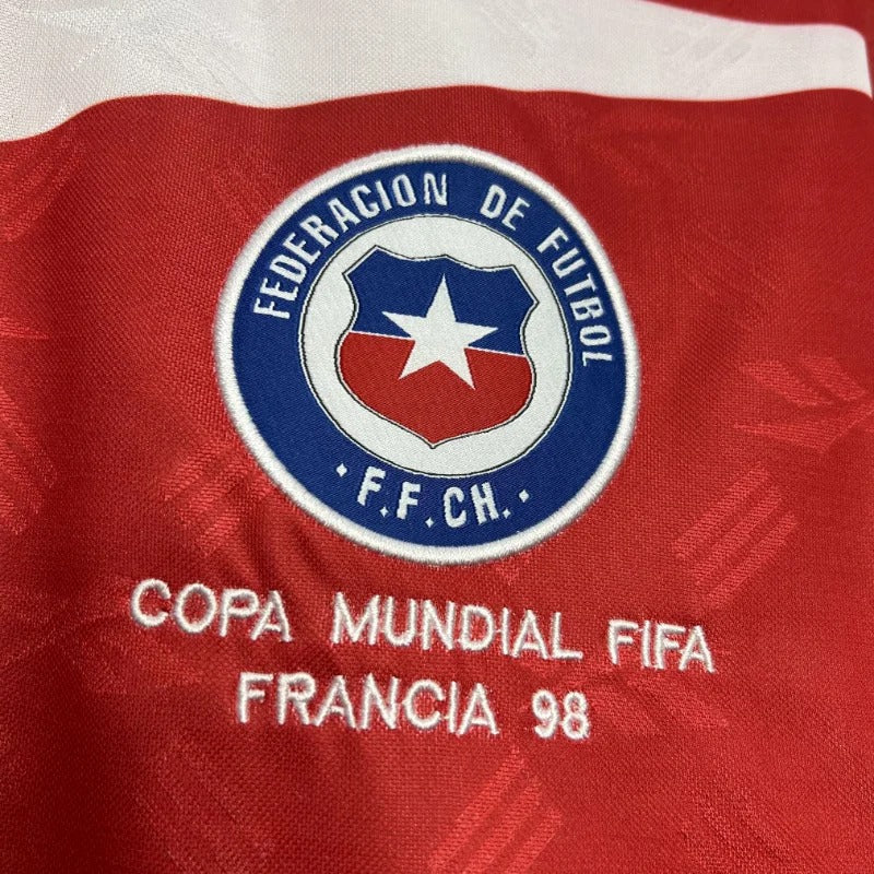 Camiseta de fútbol retro de manga larga de local de Chile 1998, edición fan.