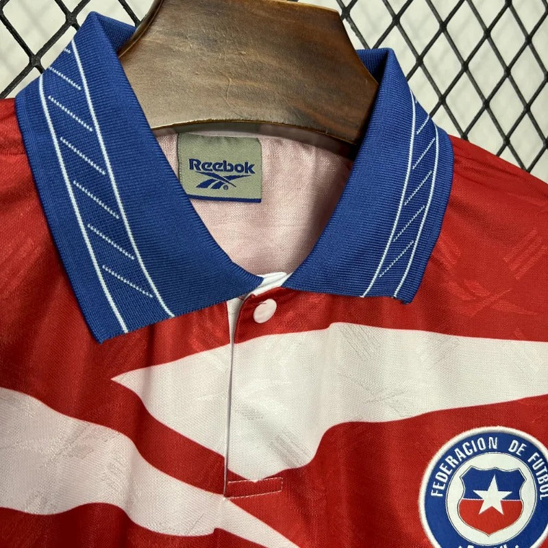 Camiseta de fútbol retro de manga larga de local de Chile 1998, edición fan.