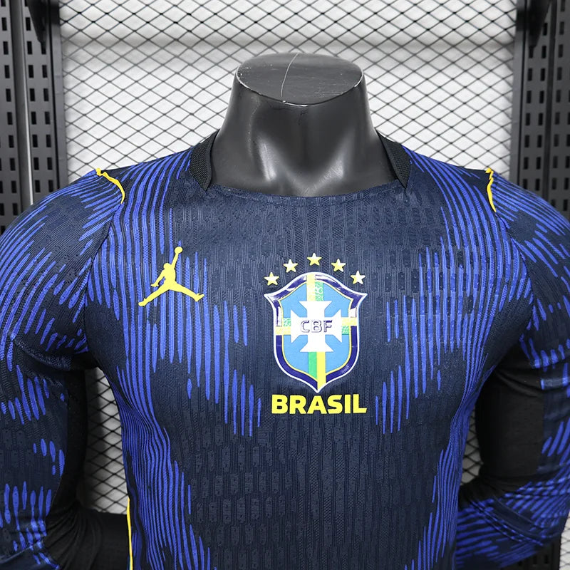 Camiseta de visitante de Brasil 2026 versión jugador manga larga