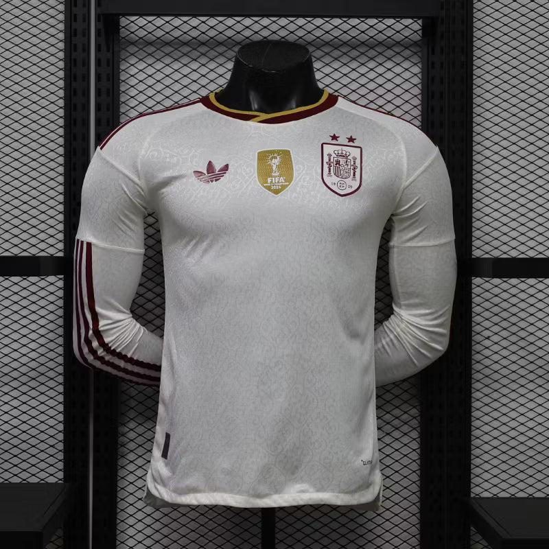 Camiseta de visitante de España 2026 edición jugador manga larga Campeones del Mundo