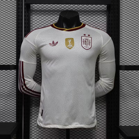 Camiseta de visitante de España 2026 edición jugador manga larga Campeones del Mundo