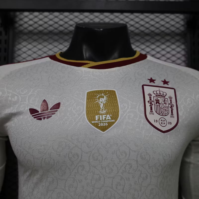 Camiseta de visitante de España 2026 edición jugador manga larga Campeones del Mundo