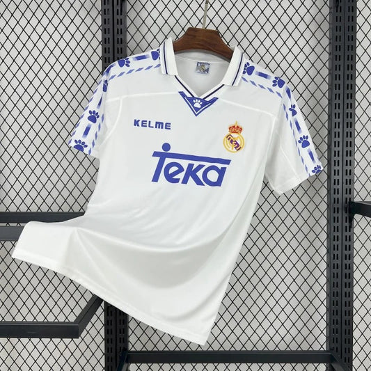 Camiseta retro de fútbol de local del Real Madrid 1996–1997, edición fan