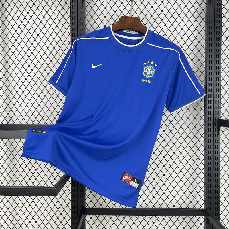 Camiseta retro de fútbol de visitante de Brasil 1998 edición fan