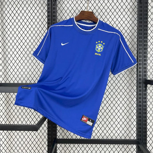 Camiseta retro de fútbol de visitante de Brasil 1998 edición fan