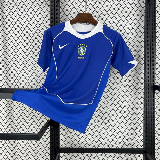 Camiseta retro de fútbol de visitante de Brasil 2004 edición fan