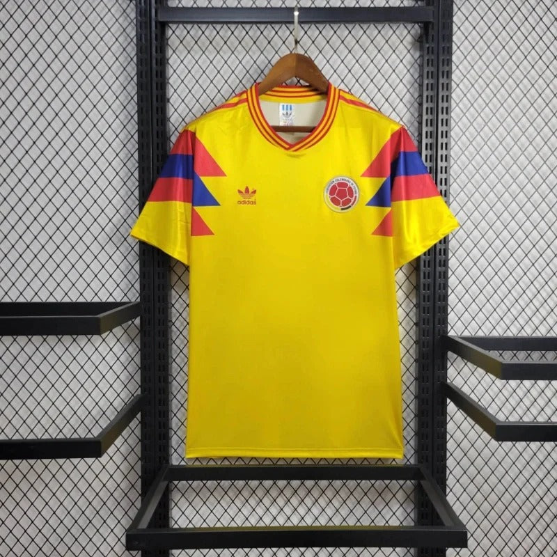 Camiseta retro de fútbol de visitante de Colombia 1990, edición fan