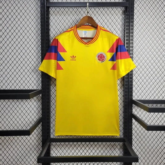 Camiseta retro de fútbol de visitante de Colombia 1990, edición fan