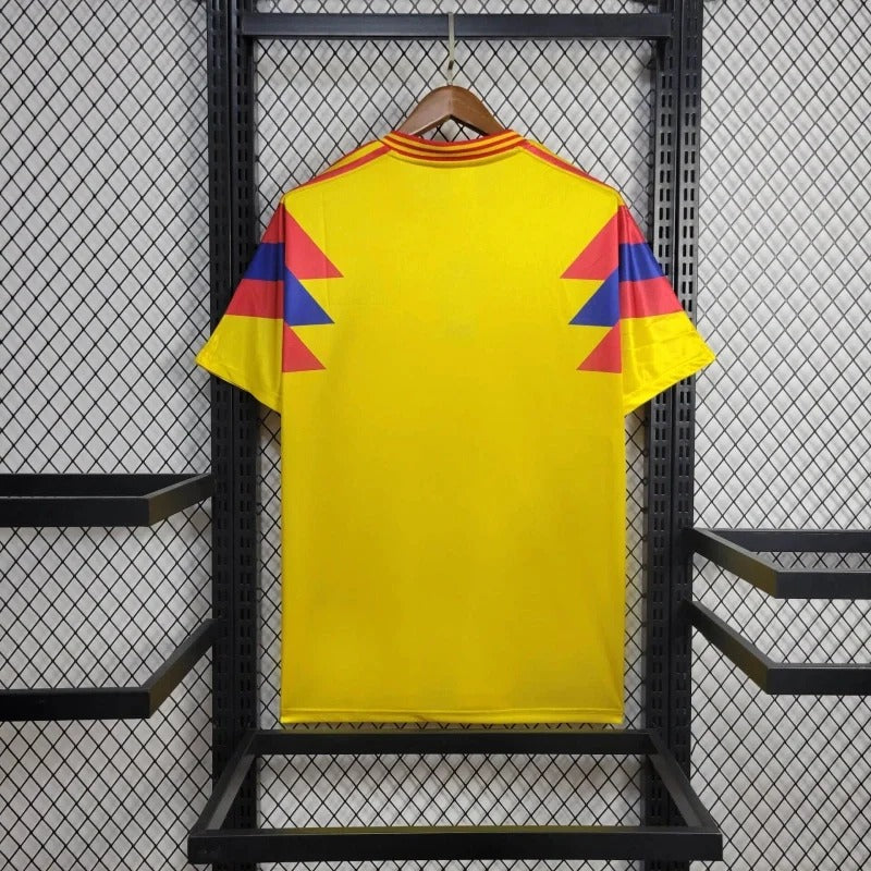 Camiseta retro de fútbol de visitante de Colombia 1990, edición fan
