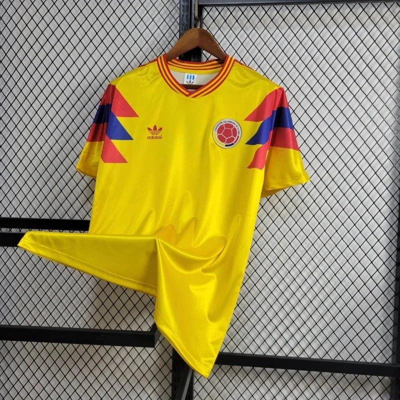 Camiseta retro de fútbol de visitante de Colombia 1990, edición fan