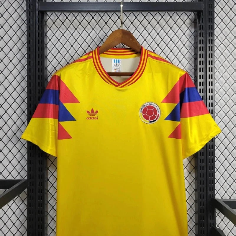 Camiseta retro de fútbol de visitante de Colombia 1990, edición fan