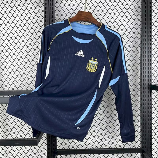 Camiseta retro de visitante de Argentina 2006 manga larga edición fan